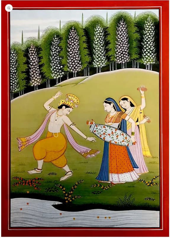 The Gods sing and dance for Shiva and Parvati - Kangra Painting